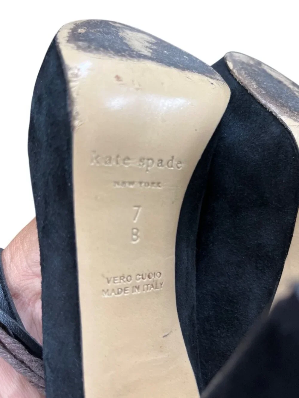 Kate Spade wms Italy made black leather suede 4.5